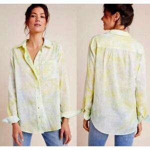 PILCRO BY ANTHROPOLOGIE Sz XL Cotton CATE CLASSIC Tie Dye Button Up Tunic Shirt